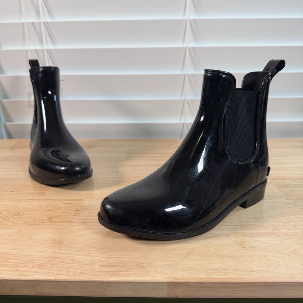 Lauren Ralph Lauren Tally Short Rain Boots Women's Black Pull-On Round Toe - 6